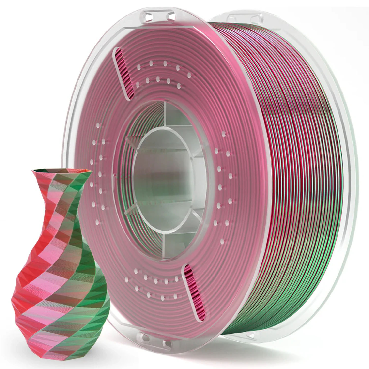 Филамент Elegoo PLA Silk, 1.75 мм, 1 кг, зелено-красный