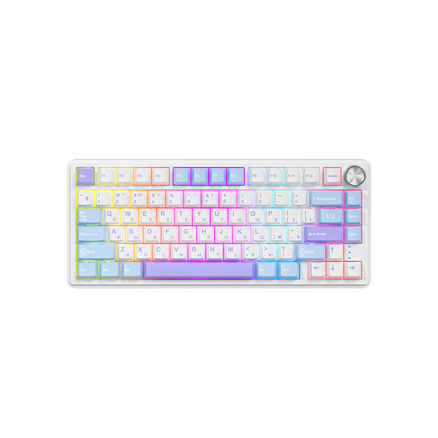 Проводная игровая клавиатура CYBERLYNX RX75 Racing Silver Switch (белый/синий/фиолетовый)