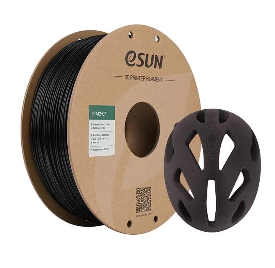 Филамент Esun PA12+CF, 1.75 мм, 1 кг, черный