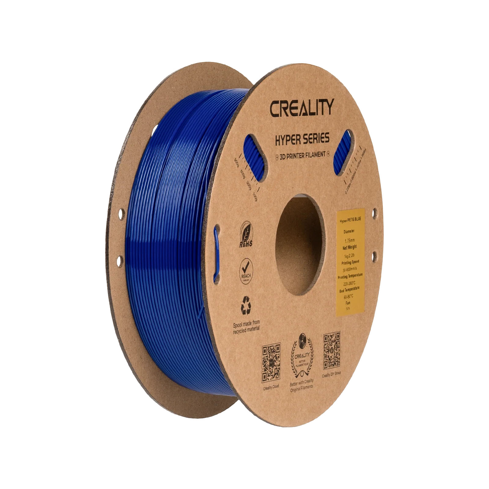 Филамент Creality PETG Hyper, 1.75 мм, 1 кг, синий