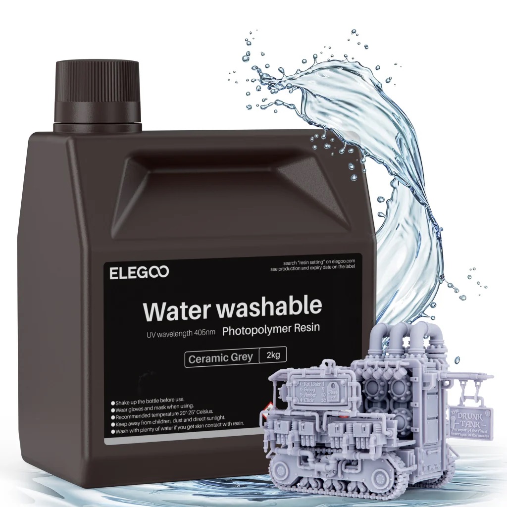 Фотополимерная смола Elegoo Water Washable 2000g (керамический серый)