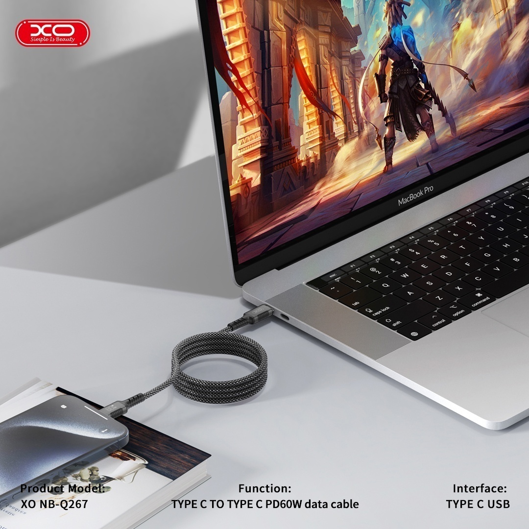 Магнитный дата-кабель type-c 60W 1M NB-Q267