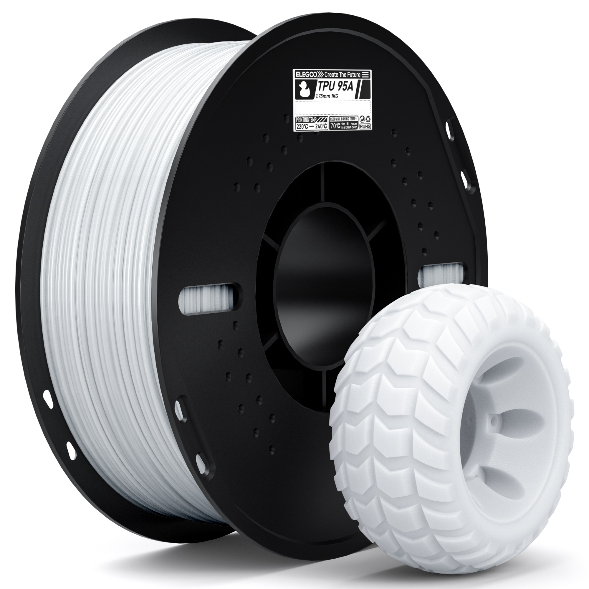 Филамент Elegoo TPU, 1.75 мм, 1 кг, белый