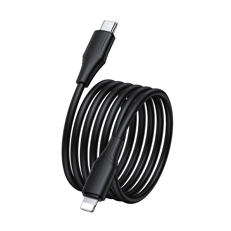Кабель для зарядки и передачи данных Hoco X124 Bien PD27W, силиконовый (Lightning, черный)