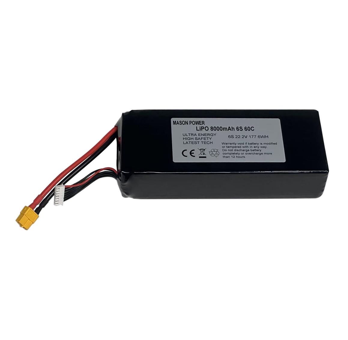Литиевый аккумулятор Mason 6S1P 22.2V 8000mAh 60C XT60