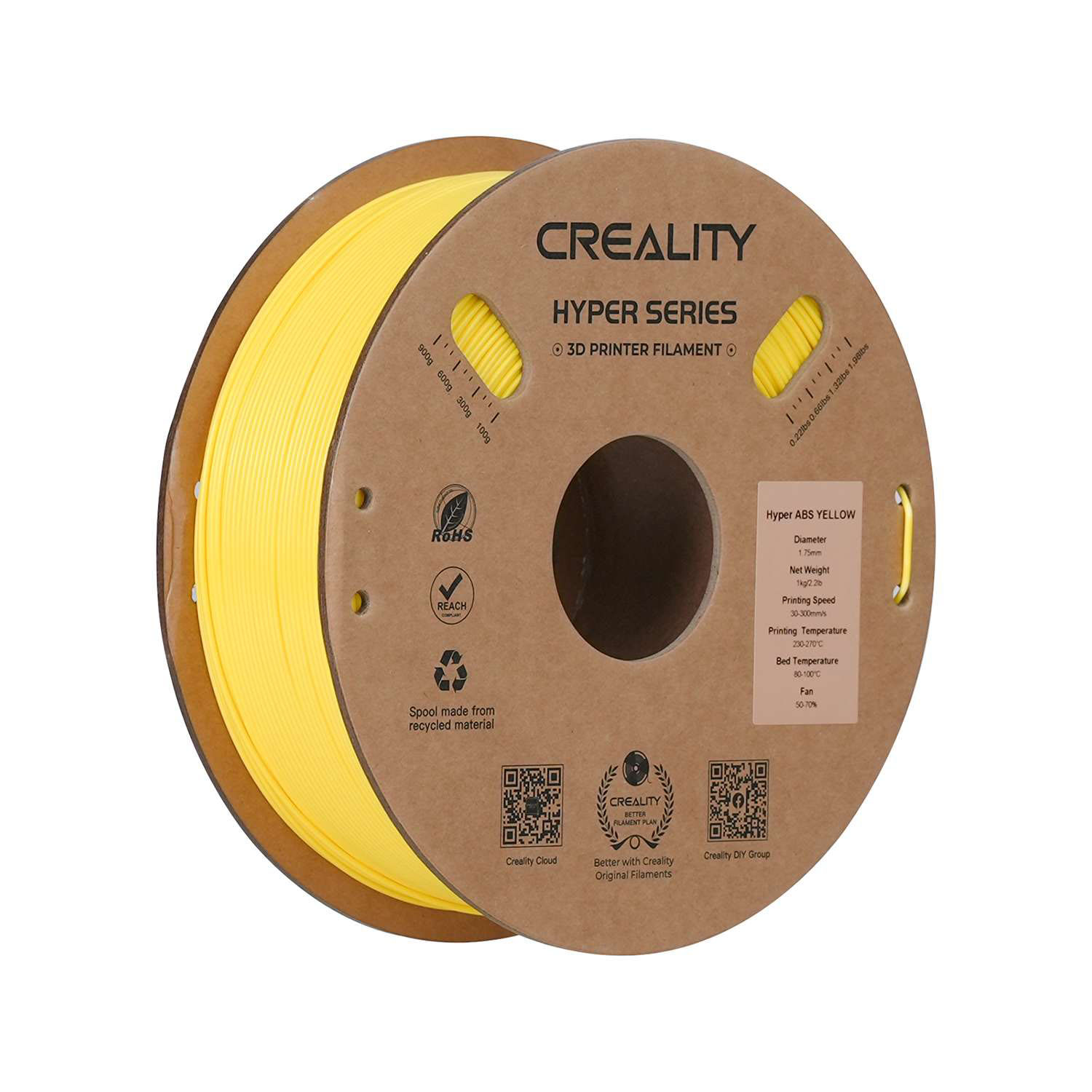 Филамент Creality ABS Hyper, 1.75 мм, 1 кг, желтый
