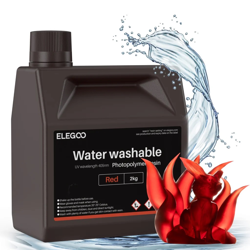 Фотополимерная смола Elegoo Water Washable 2000g (красный)