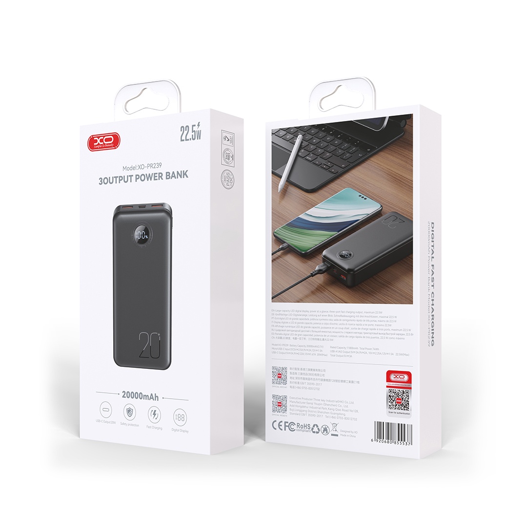 Power Bank 20 000 мАч USB-C 20W/USB-A 22.5W PR239