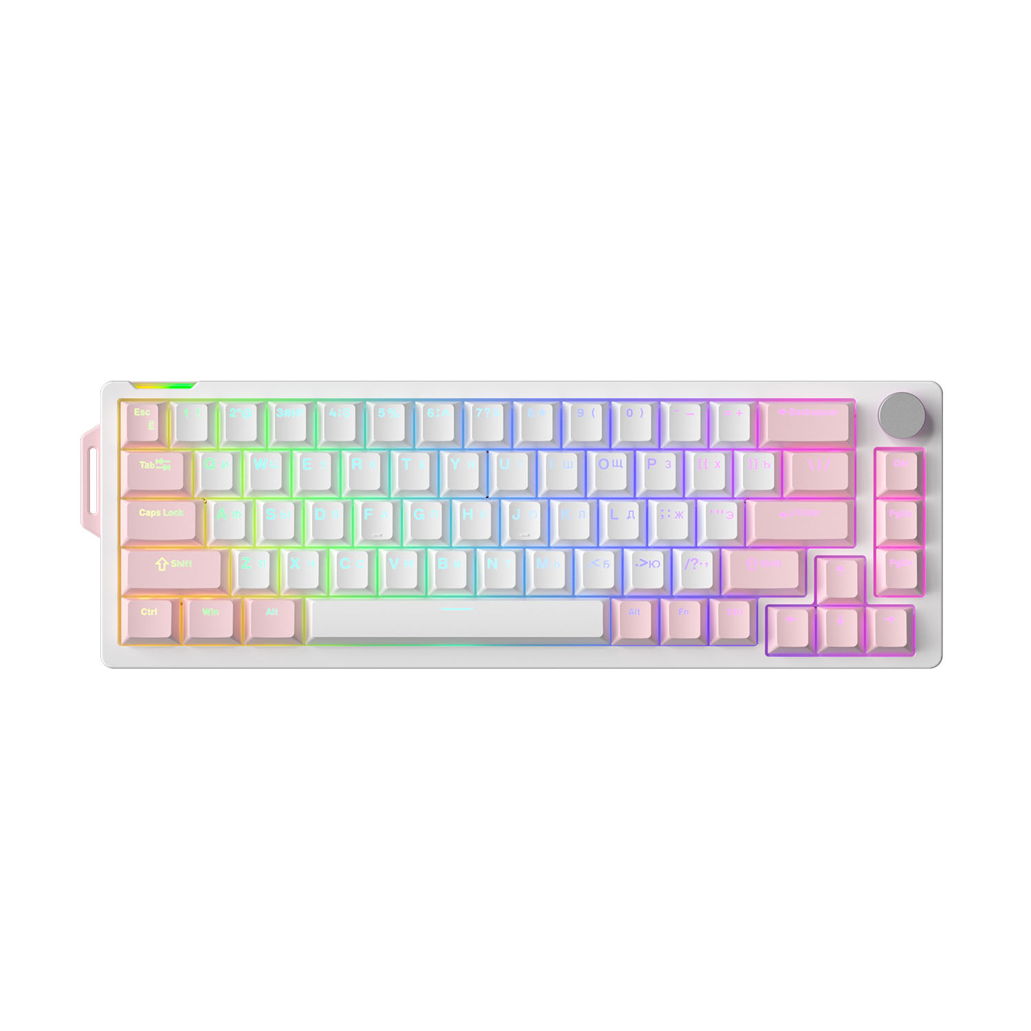 Проводная игровая клавиатура FURYCUBE V68 Flow White Switch (белый/розовый)