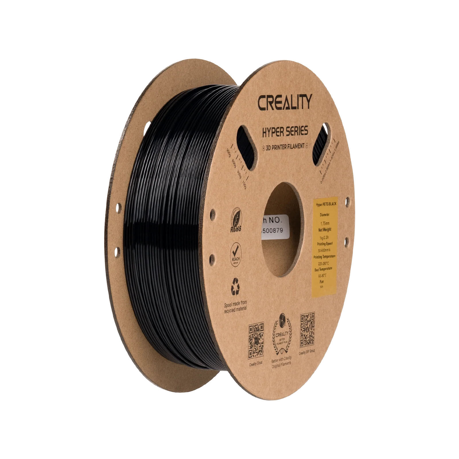 Филамент Creality PETG Hyper, 1.75 мм, 1 кг, черный