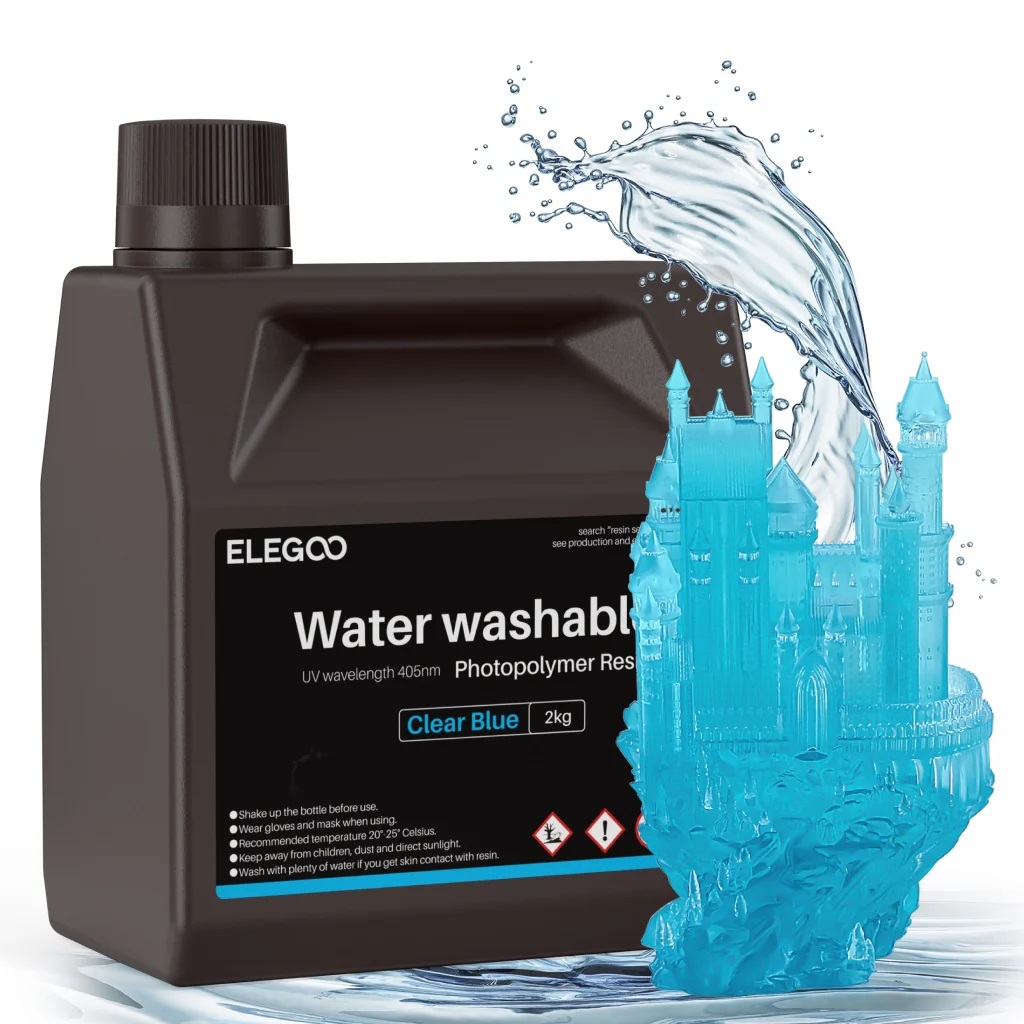 Фотополимерная смола Elegoo Water Washable 2000g (чистый синий)