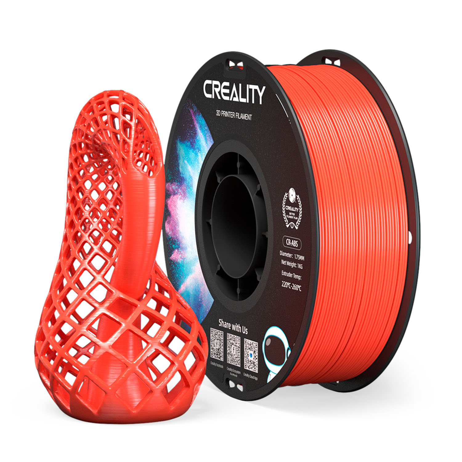 Филамент Creality ABS-CR, 1.75 мм, 1 кг, красный