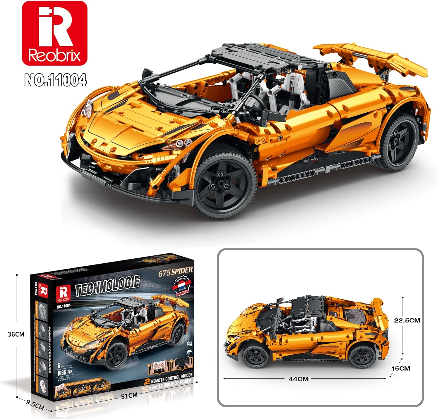 Конструктор на радиоуправлении Суперкар Reobrix 11004-D Spider 675Lt