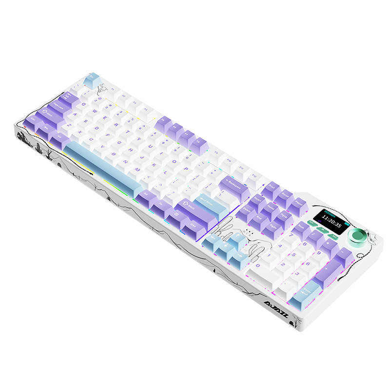 Беспроводная игровая клавиатура AJAZZ AK35I V4 Avocado Switch (фиолетовый/белый/синий)