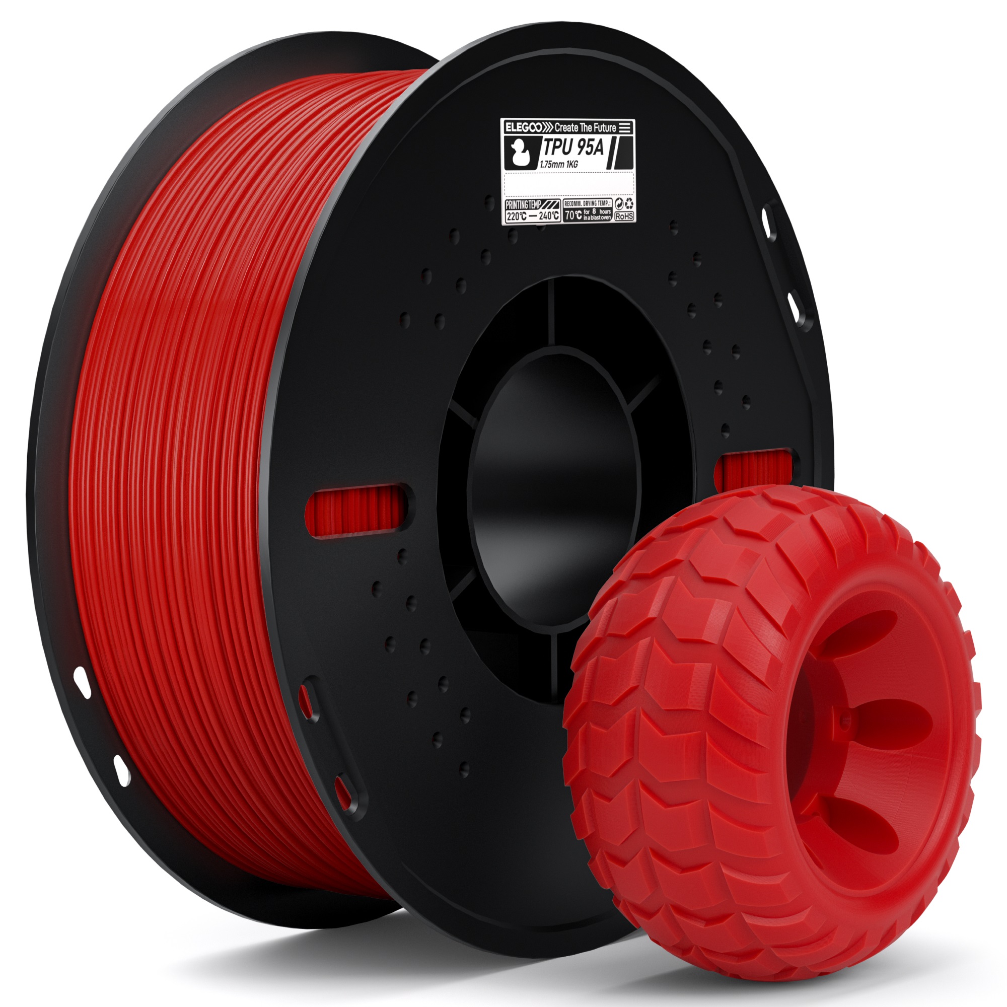 Филамент Elegoo TPU, 1.75 мм, 1 кг, красный