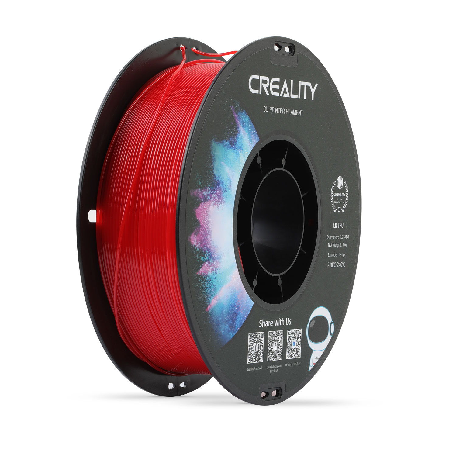 Филамент Creality TPU, 1.75 мм, 1 кг, красный
