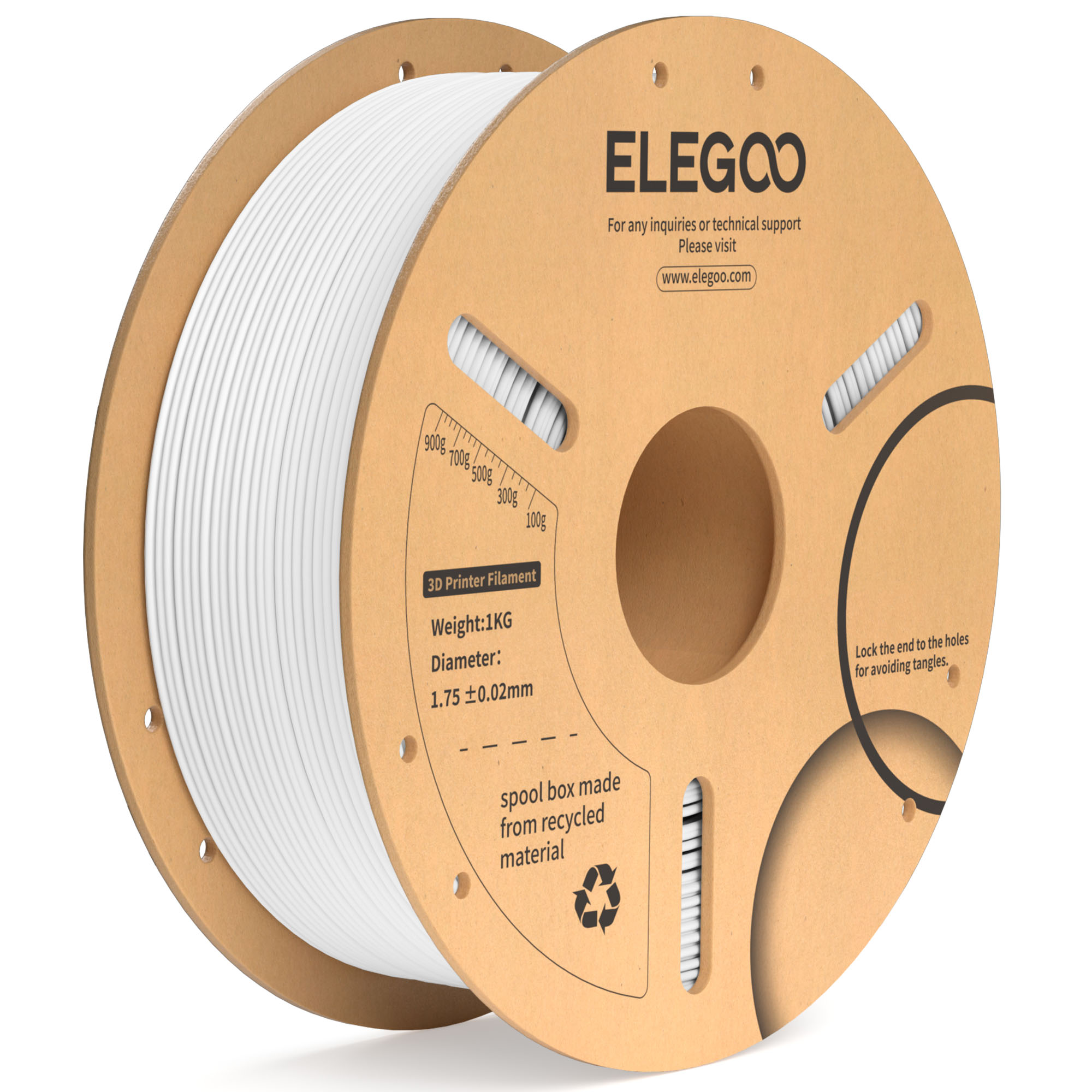 Филамент Elegoo PLA+, 1.75 мм, 1 кг, белый