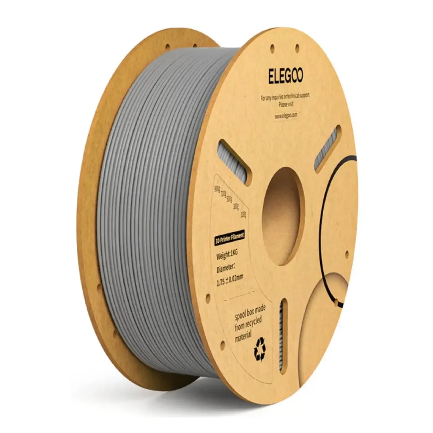 Филамент Elegoo PLA+, 1.75 мм, 1 кг, серый