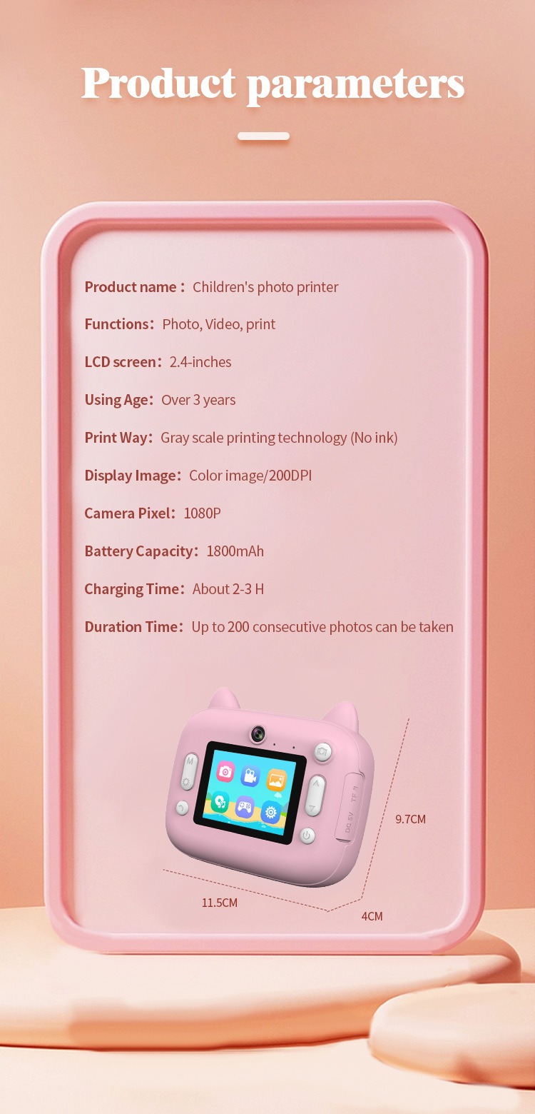 Фотоаппарат с печатью для детей S3