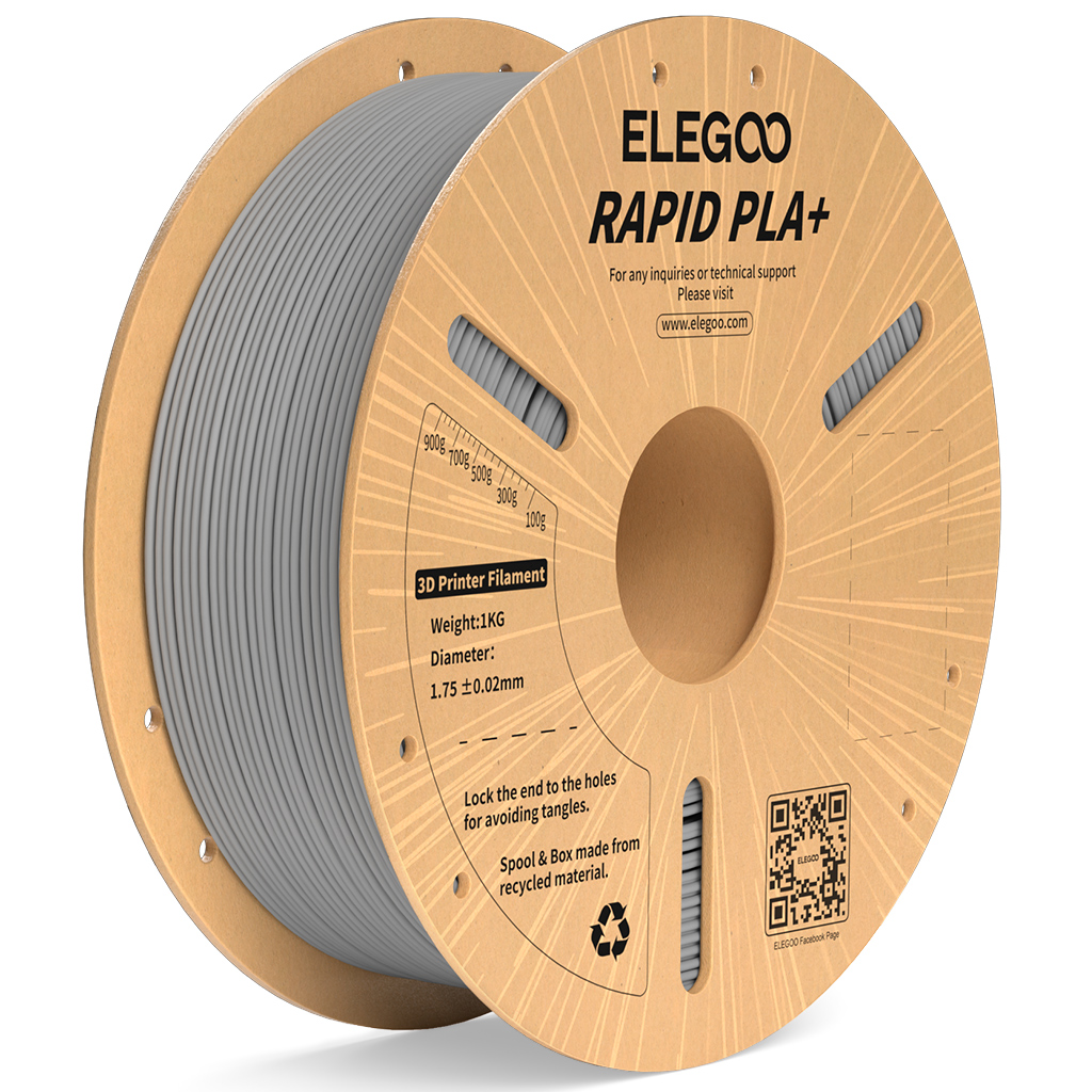 Филамент Elegoo PLA+ Rapid, 1.75 мм, 1 кг, серый