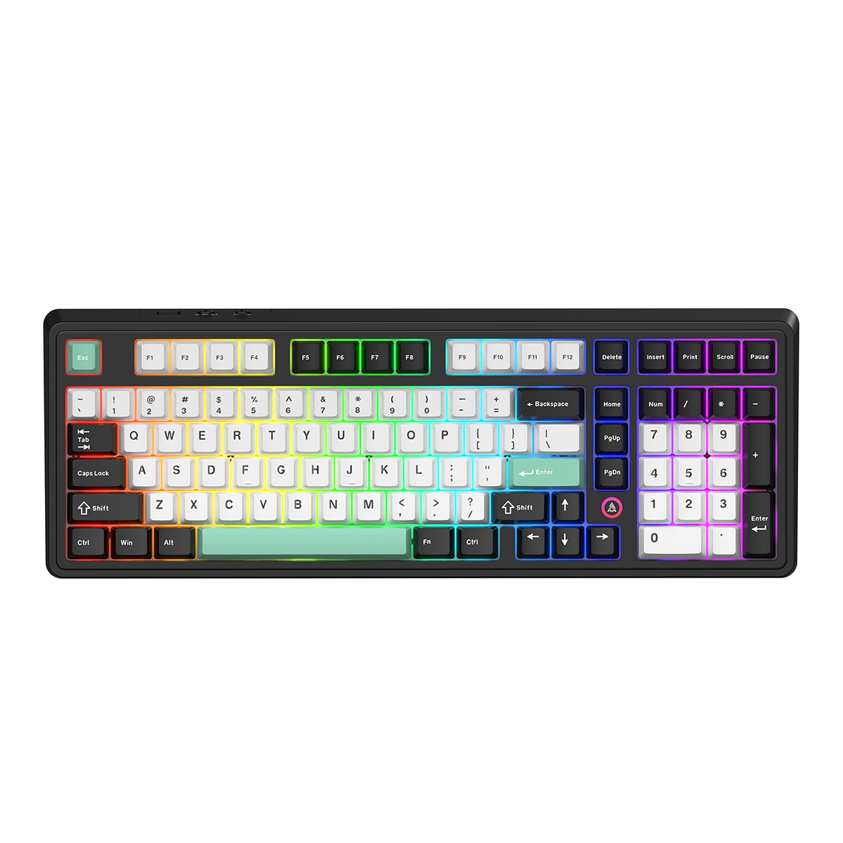 Компьютерная клавиатура AJAZZ AK980 V2 (черно-белая с бирюзовым)