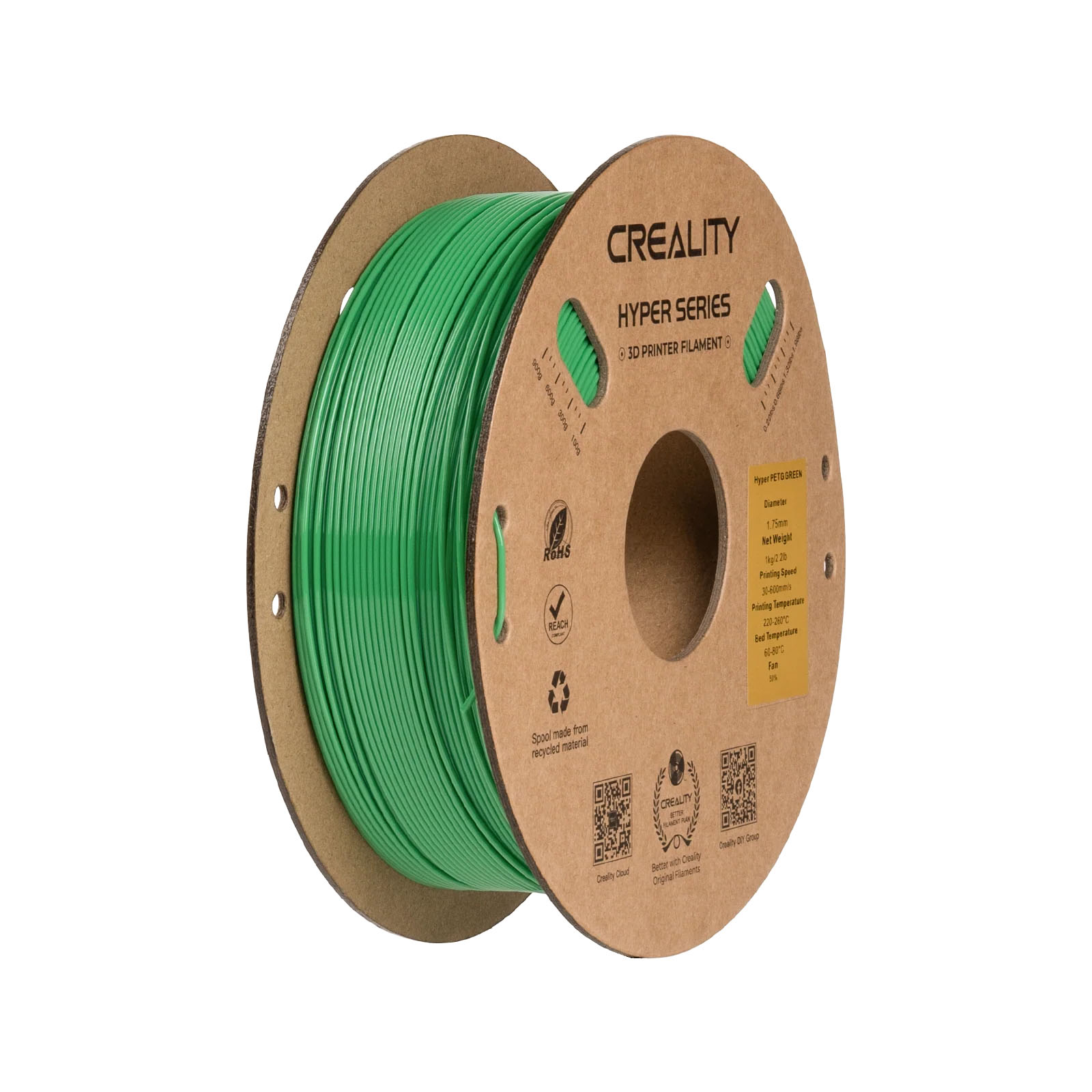 Филамент Creality PETG Hyper, 1.75 мм, 1 кг, зеленый