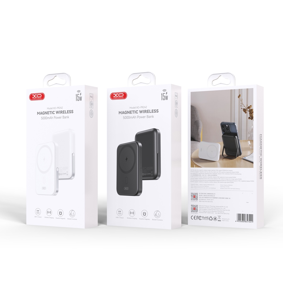 Магнитная беспроводная зарядка 15 Вт + type-C U-образным держателем 5 000 mAh PD20W PR242