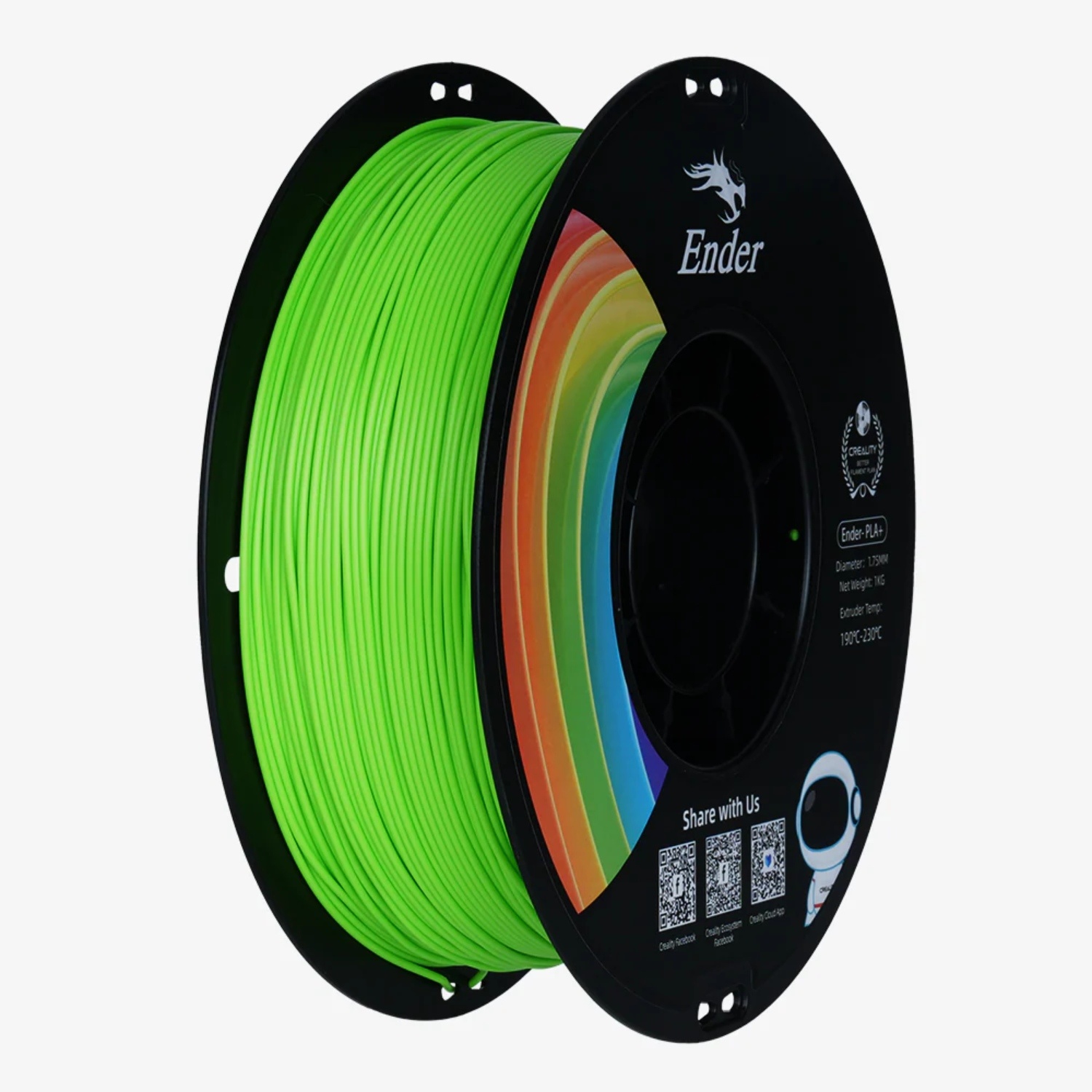 Филамент Creality EN‑PLA+, 1.75 мм, 1 кг, зеленый