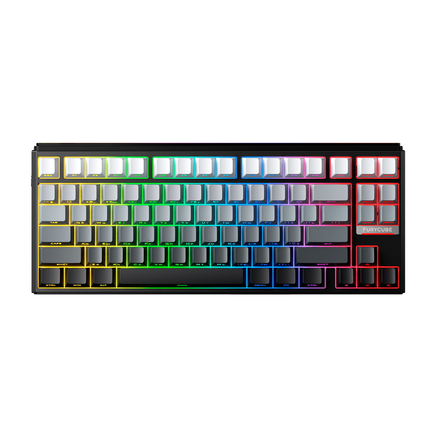 Беспроводная игровая клавиатура FURYCUBE AE75 PRO Panda Silent Switch (градиент/серый)