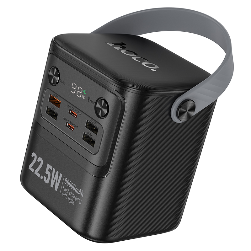 Внешний аккумулятор Hoco J152 Tough 22.5W+PD20W с фонариком (80000mAh, черный)