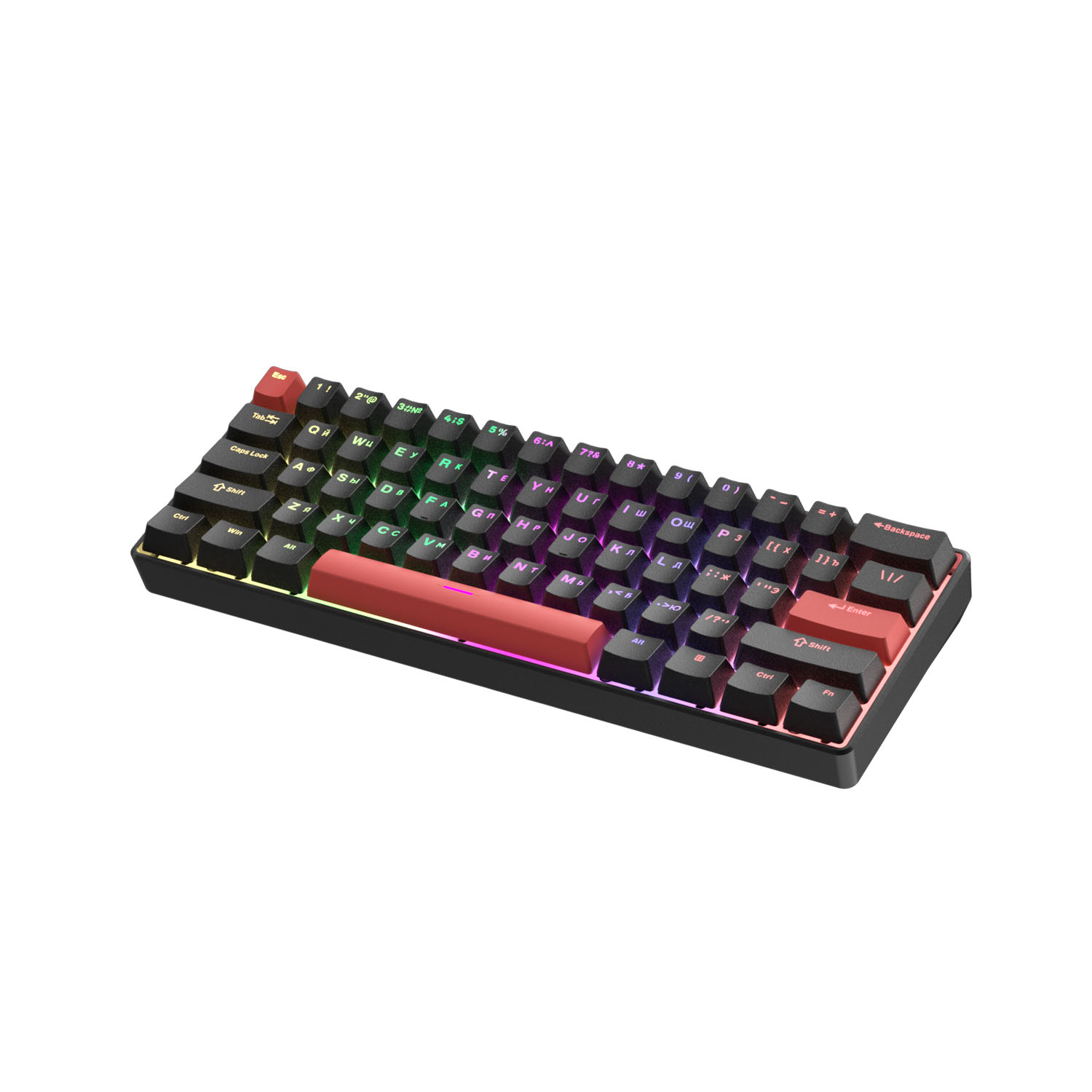 Проводная игровая клавиатура FURYCUBE TS61 Red Switch (черный/красный)