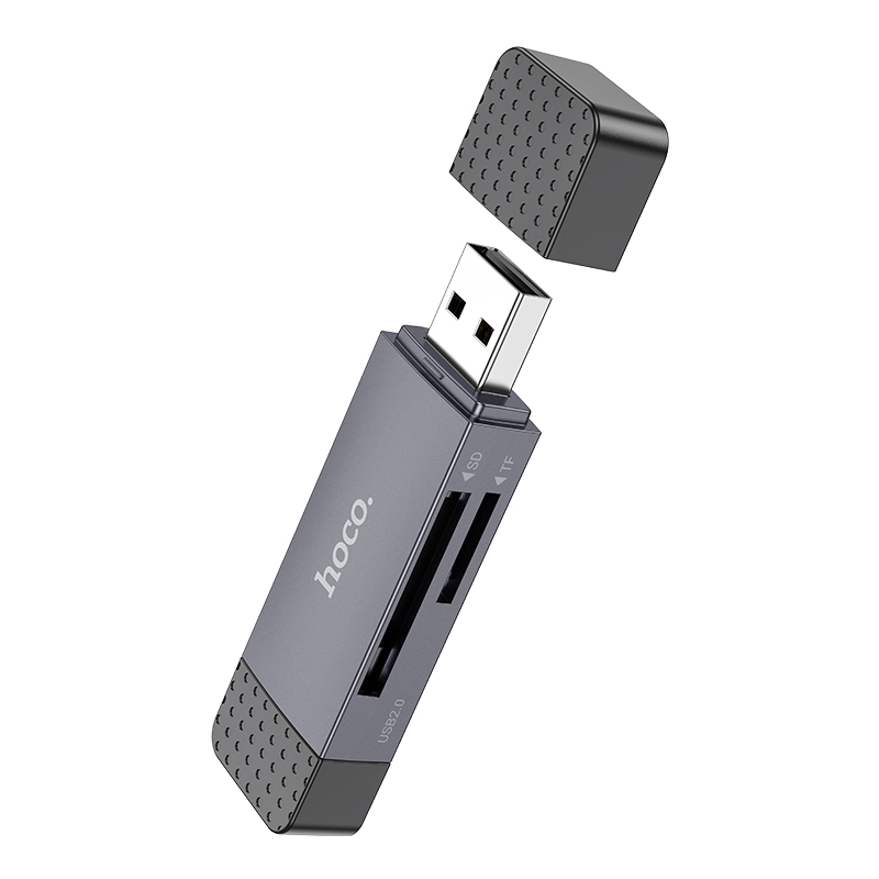 Кард-ридер Hoco HB45 Spirit 2-в-1 (USB/Type-C 3.0, серый металлик)