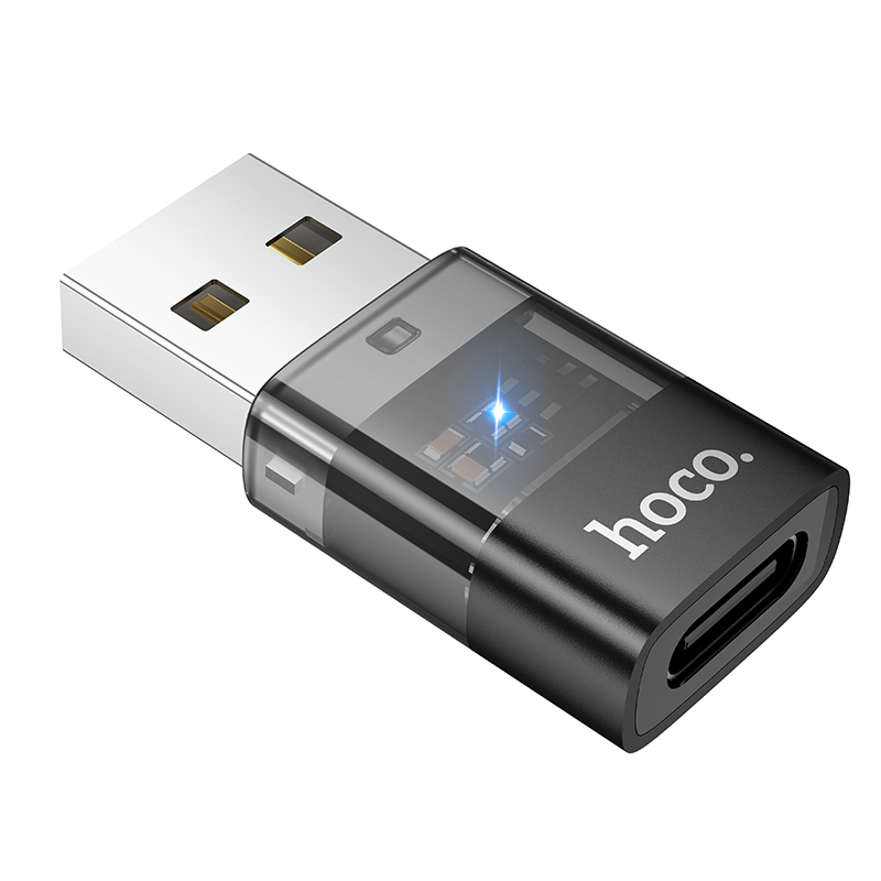 Адаптер Hoco UA36C (USB-A male to USB-C female, USB2.0, черный)