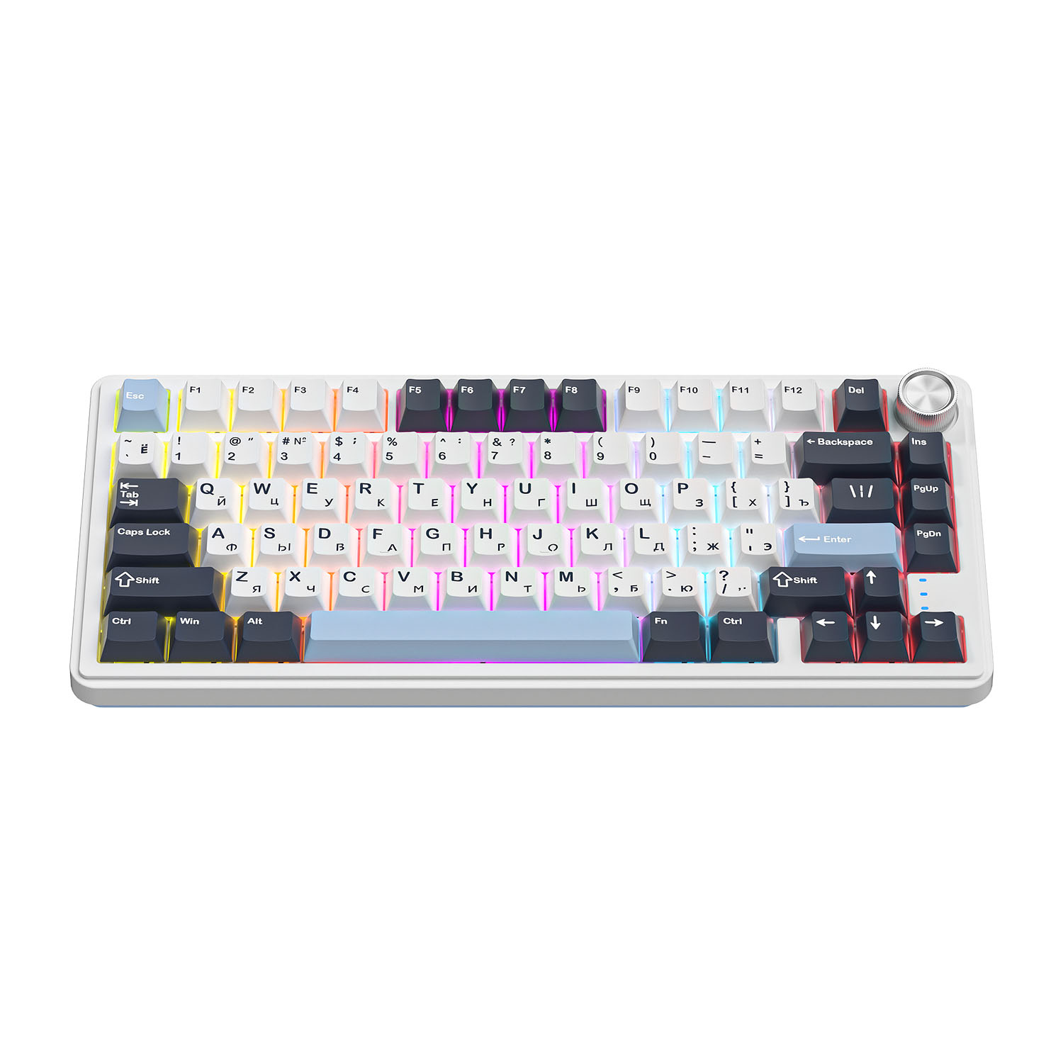 Беспроводная игровая клавиатура CYBERLYNX RX75 PRO Panda Silent Switch (белый/темно-синий/светло-голубой)