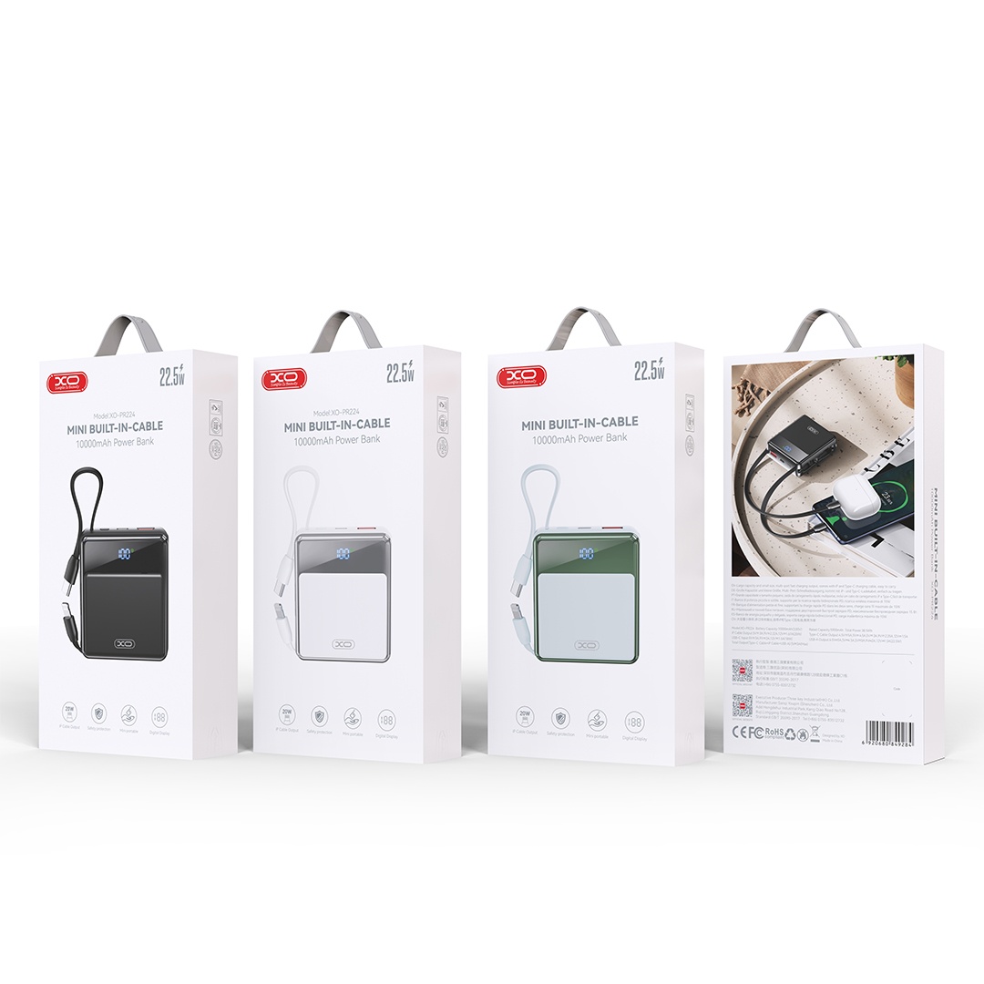 Мини цифровое быстрое зарядное устройство 10 000 mAh QC 22,5 Вт/PD 22,5 Вт PR224