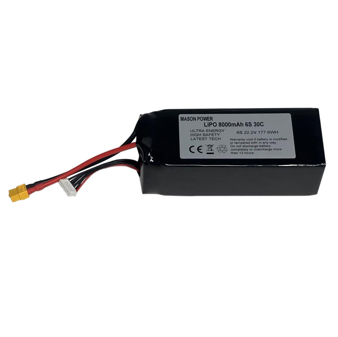 Литиевый аккумулятор Mason 6S1P 22.2V 8000mAh 30C XT60