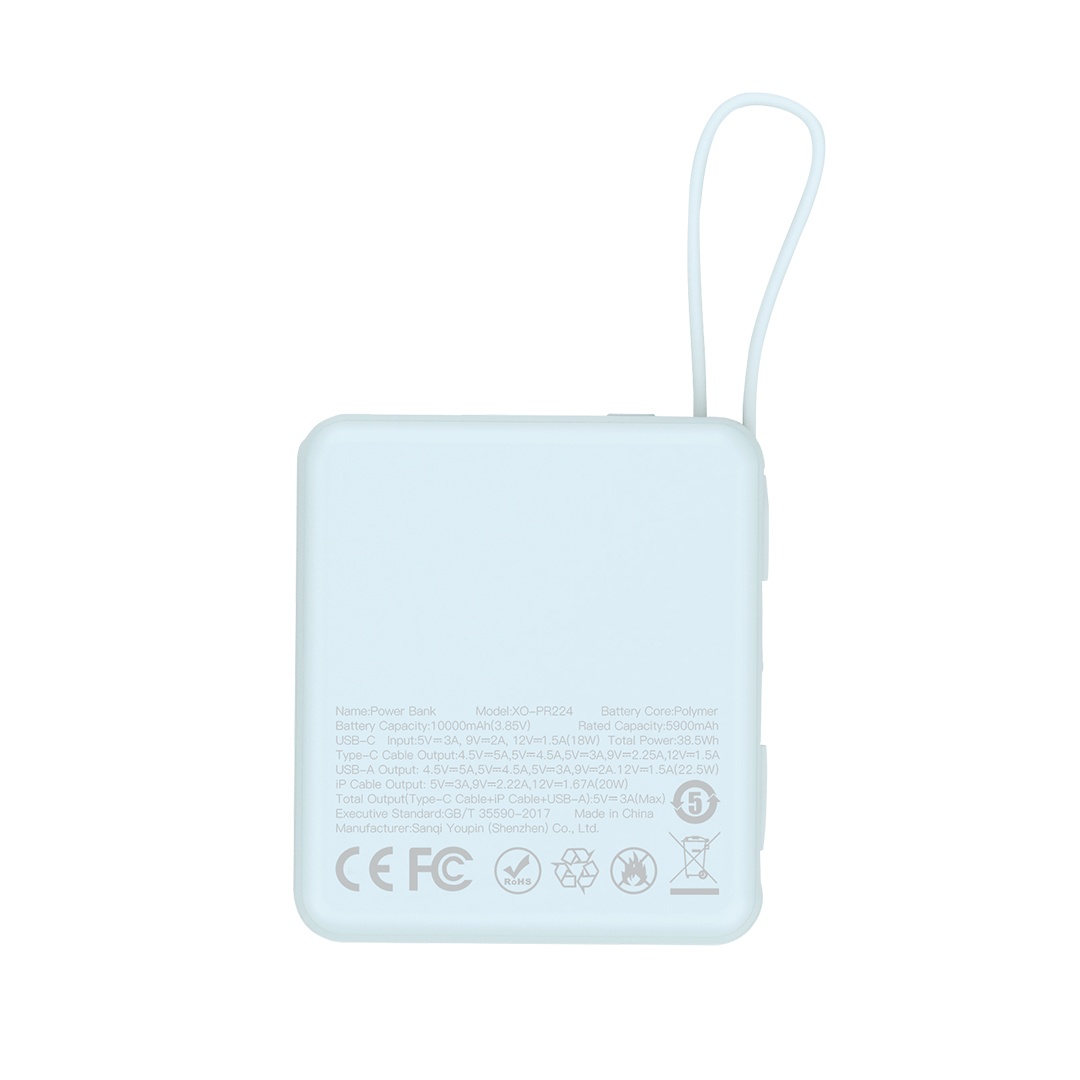 Мини цифровое быстрое зарядное устройство 10 000 mAh QC 22,5 Вт/PD 22,5 Вт PR224