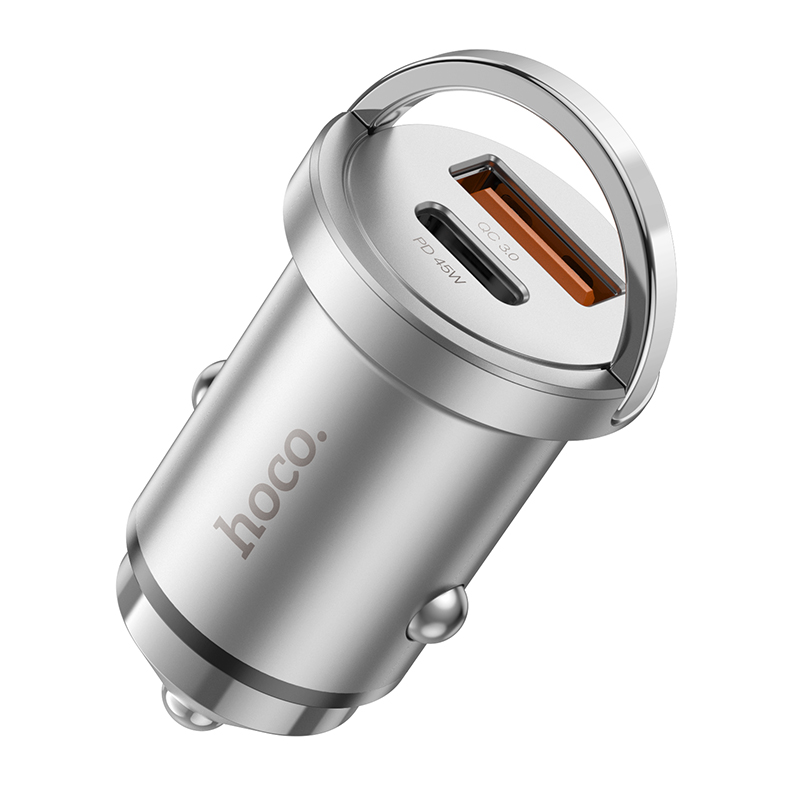 Автомобильное зарядное устройство Hoco NZ10 Handy (PD45W+QC3.0, серебристое)