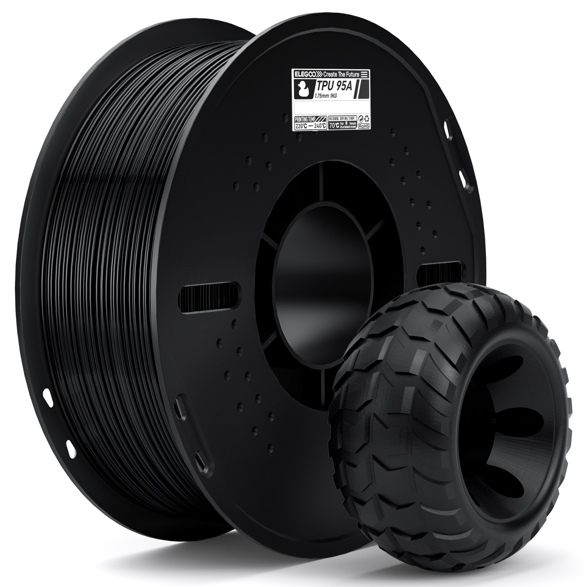 Филамент Elegoo TPU, 1.75 мм, 1 кг, черный