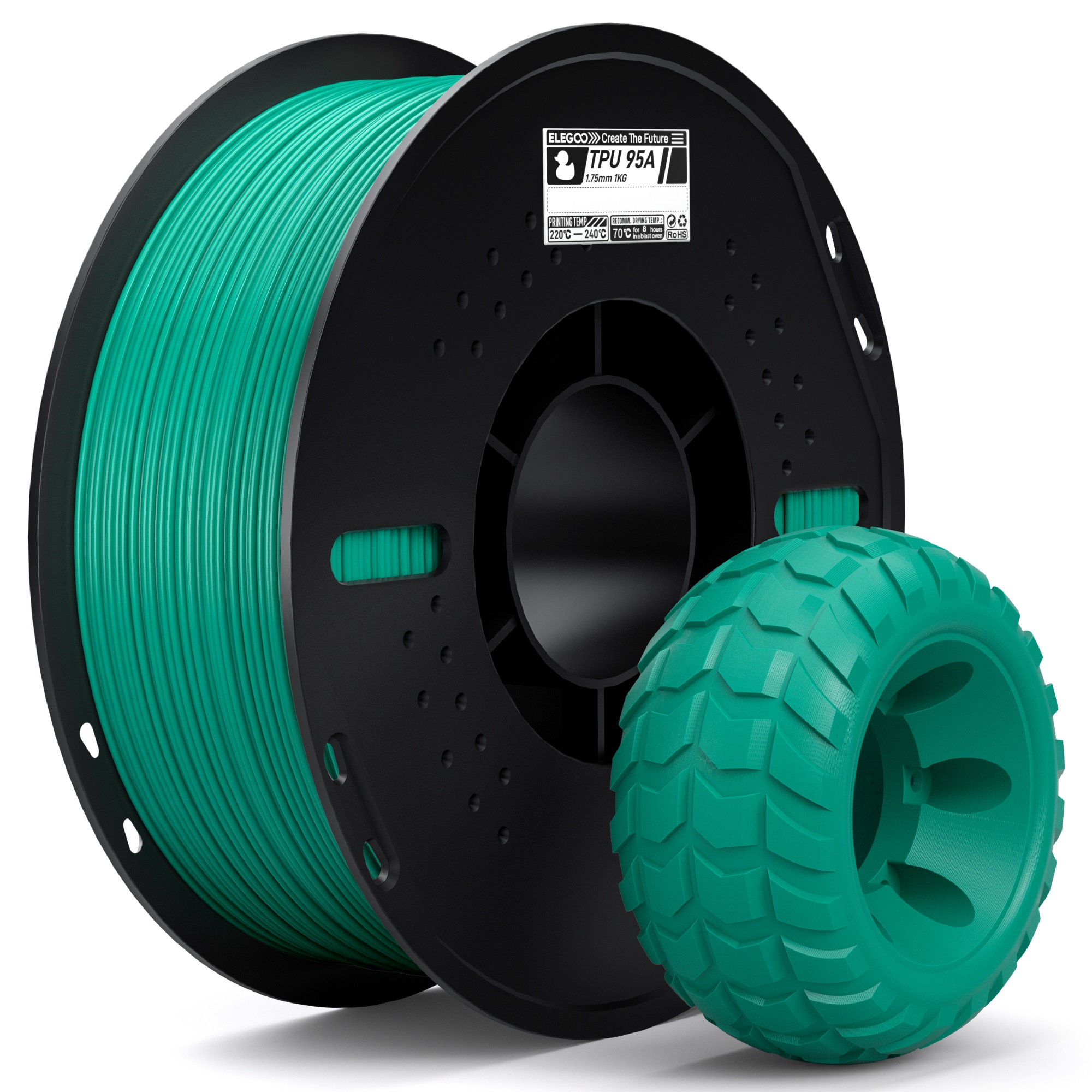 Филамент Elegoo TPU, 1.75 мм, 1 кг, зеленый