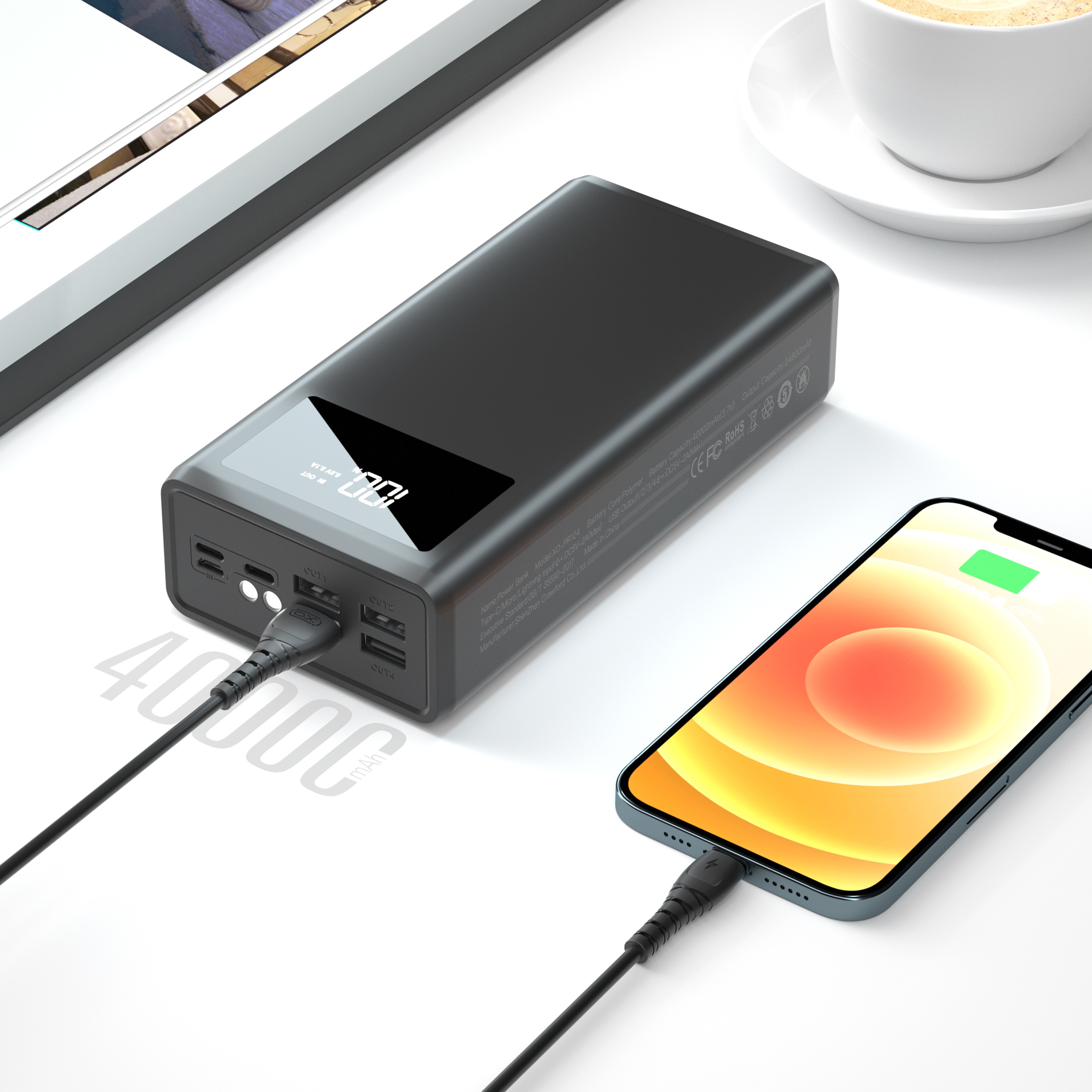 Power Bank с LED экраном 40 000 мАч PR124