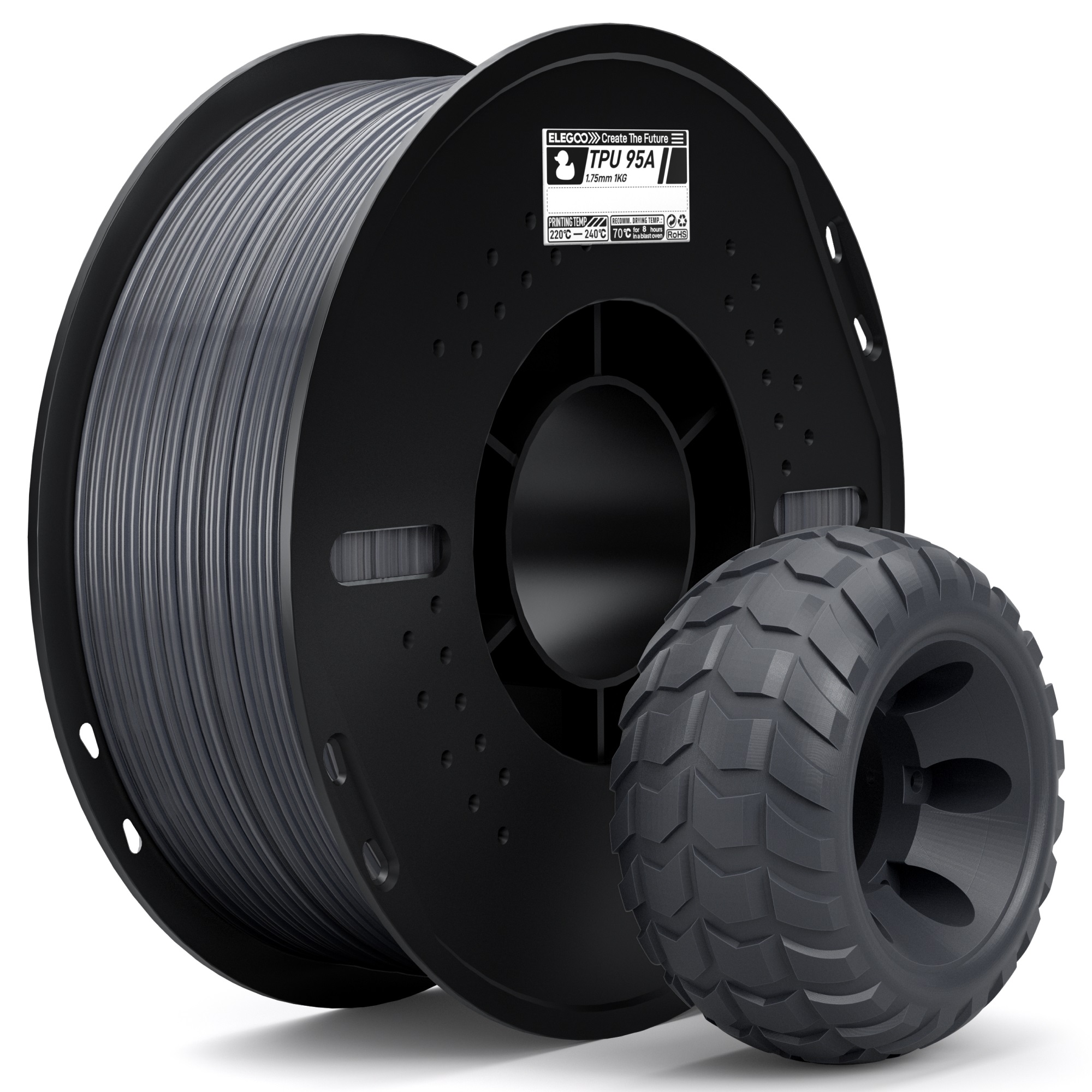 Филамент Elegoo TPU, 1.75 мм, 1 кг, серый