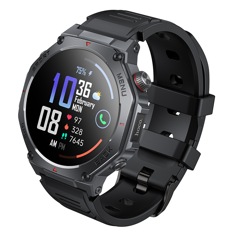 Умные часы Hoco Y37 GPS+AMOLED (с функцией звонков, черные)