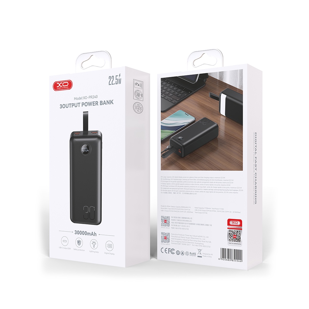 Power Bank 30 000 мАч USB-C 20WUSB-A 22.5W PR240