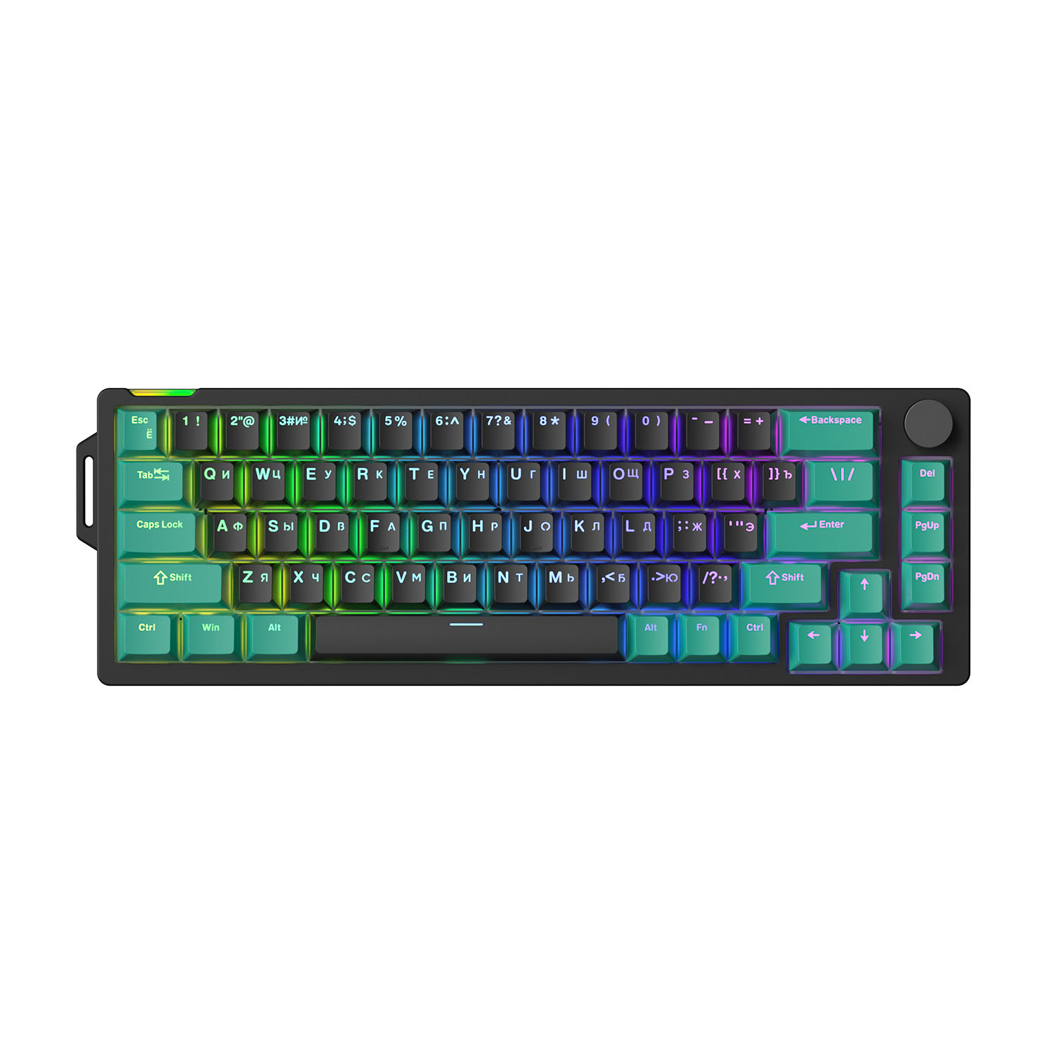 Проводная игровая клавиатура FURYCUBE V68 Flow White Switch (черный/зеленый)