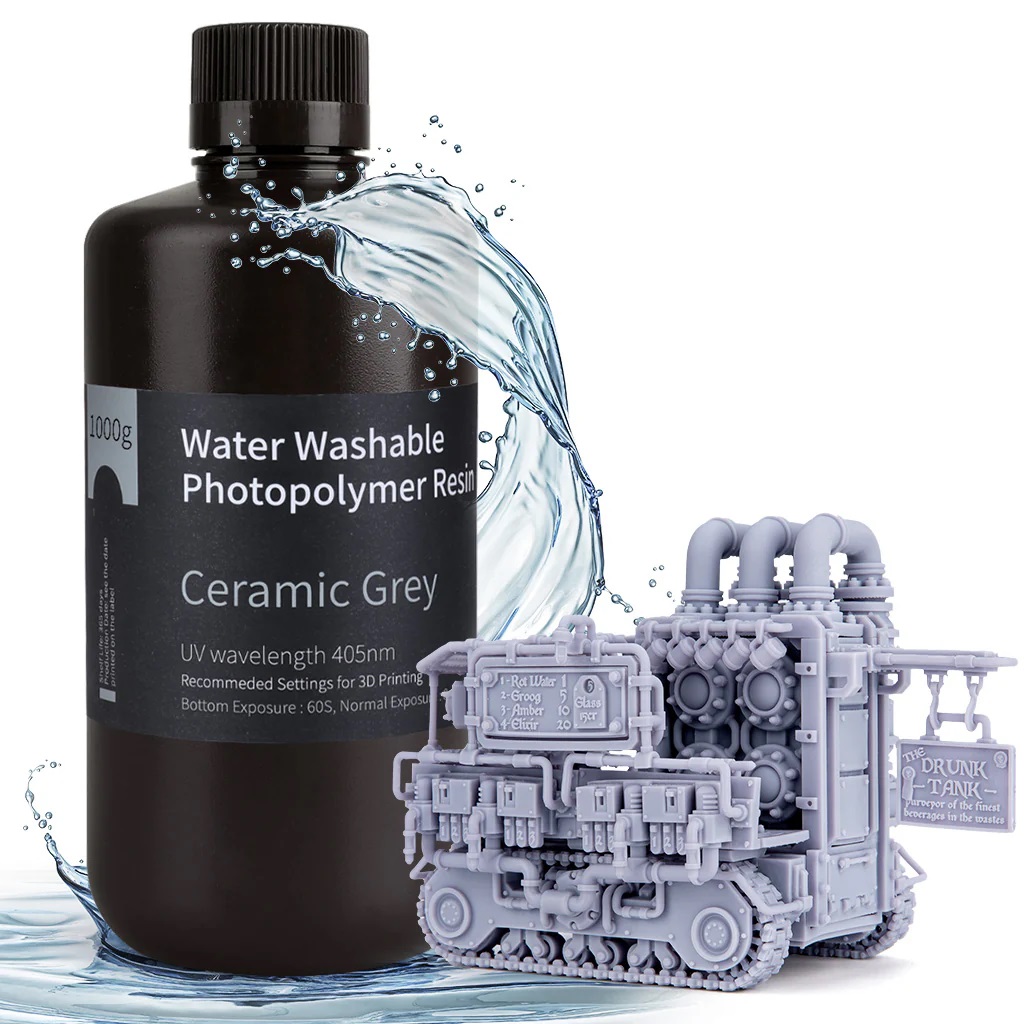 Фотополимерная смола Elegoo Water Washable 1000g (керамический серый)