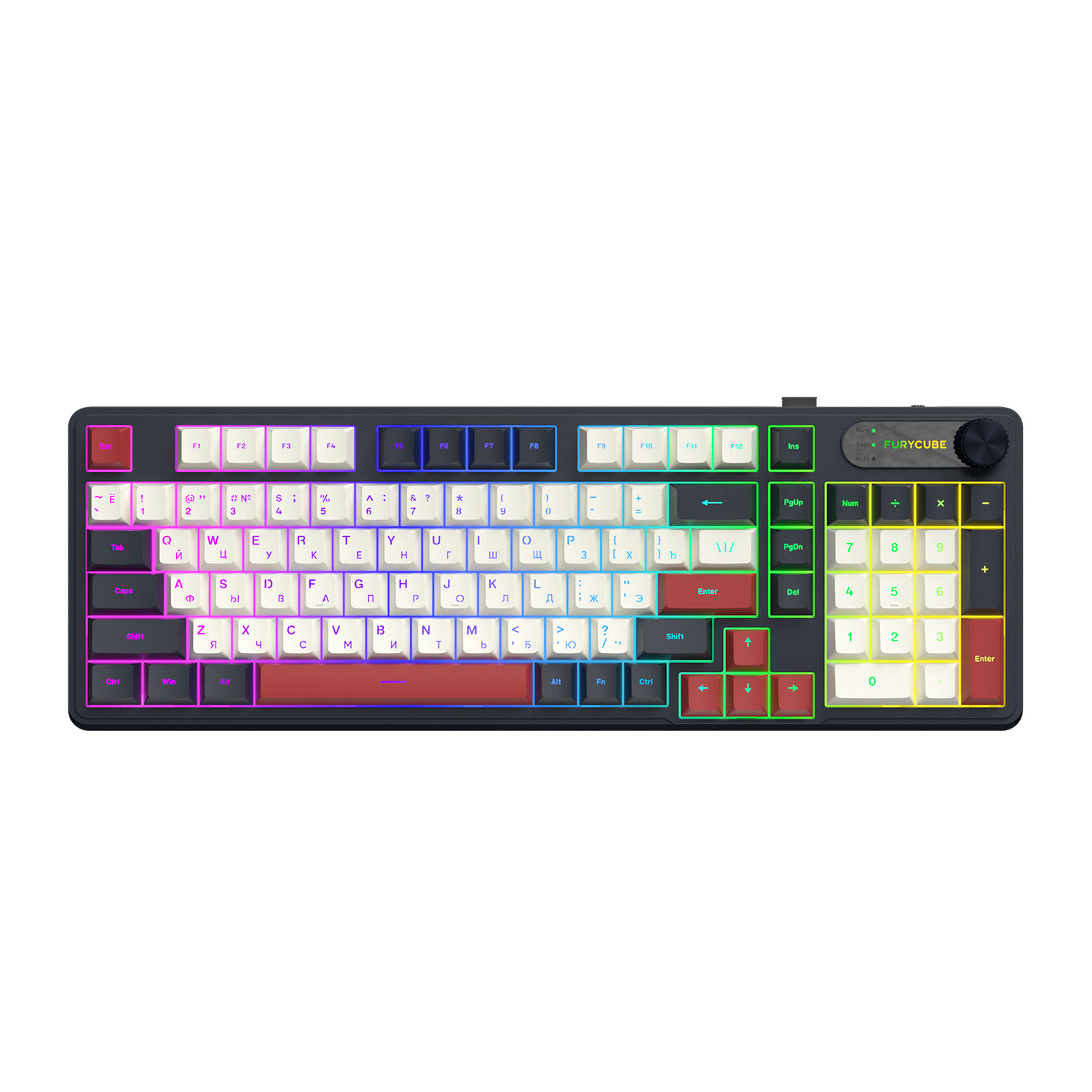 Беспроводная игровая клавиатура FURYCUBE IP98S PRO (бежевый/темно-синий/бордовый)