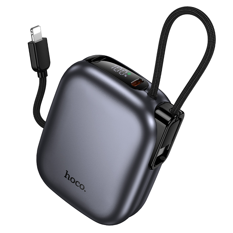 Внешний аккумулятор Hoco Q49 Peak PD20W с кабелем (10000mAh, серый металлик)