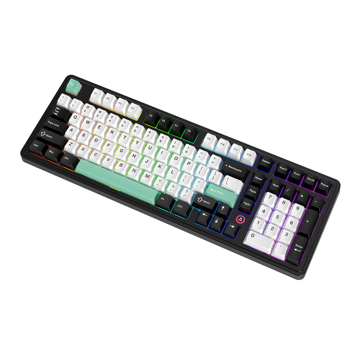 Компьютерная клавиатура AJAZZ AK980 V2 (черно-белая с бирюзовым)