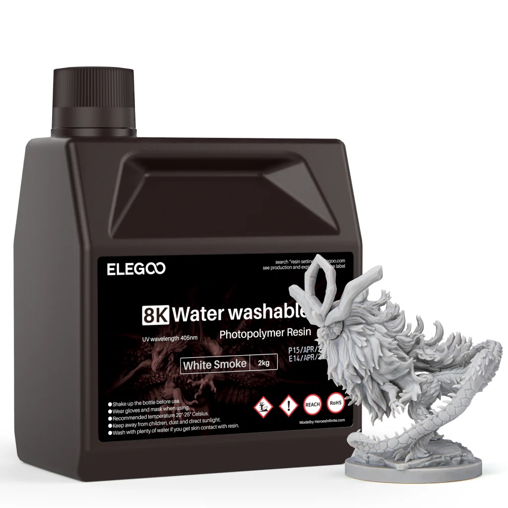 Фотополимерная смола Elegoo water washable 8K 2000g (белый дым)